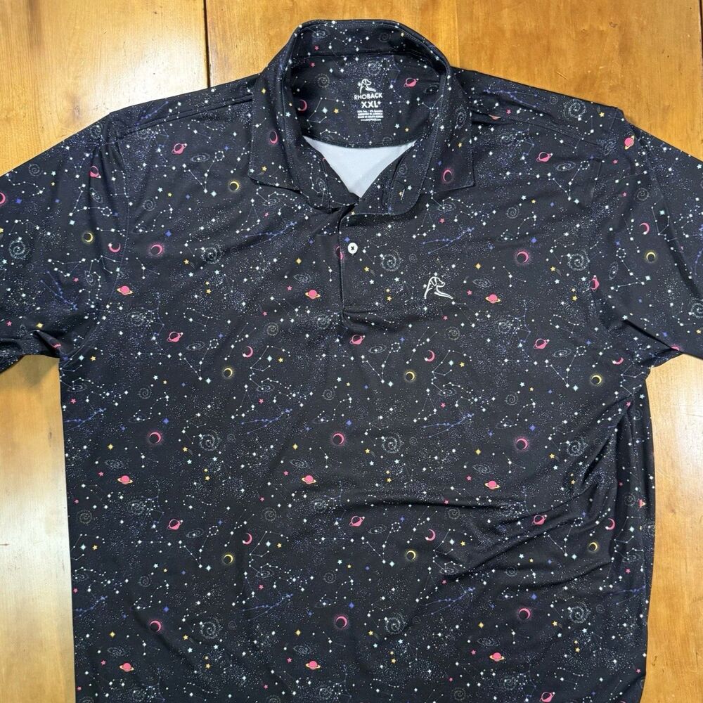 Rhoback Polo Shirt Mens XXL Stretch Golf Polo Space Mint Black Red